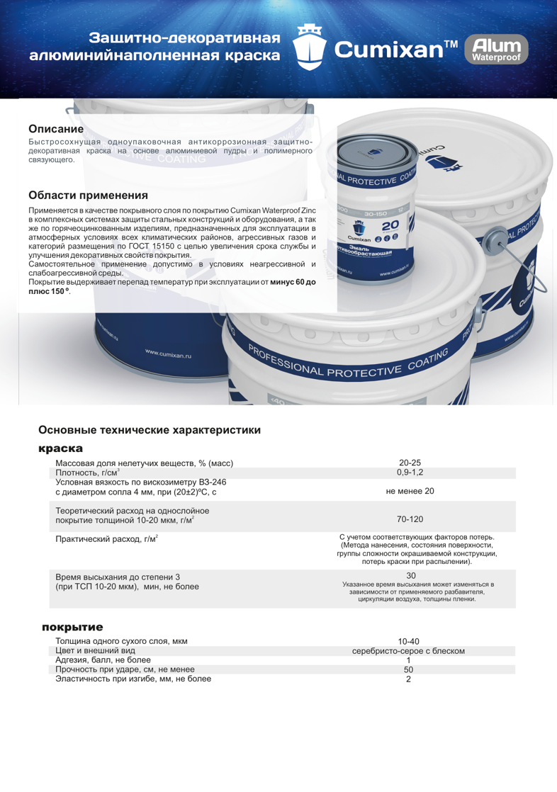 Техническое описание Cumixan Waterproof Alum