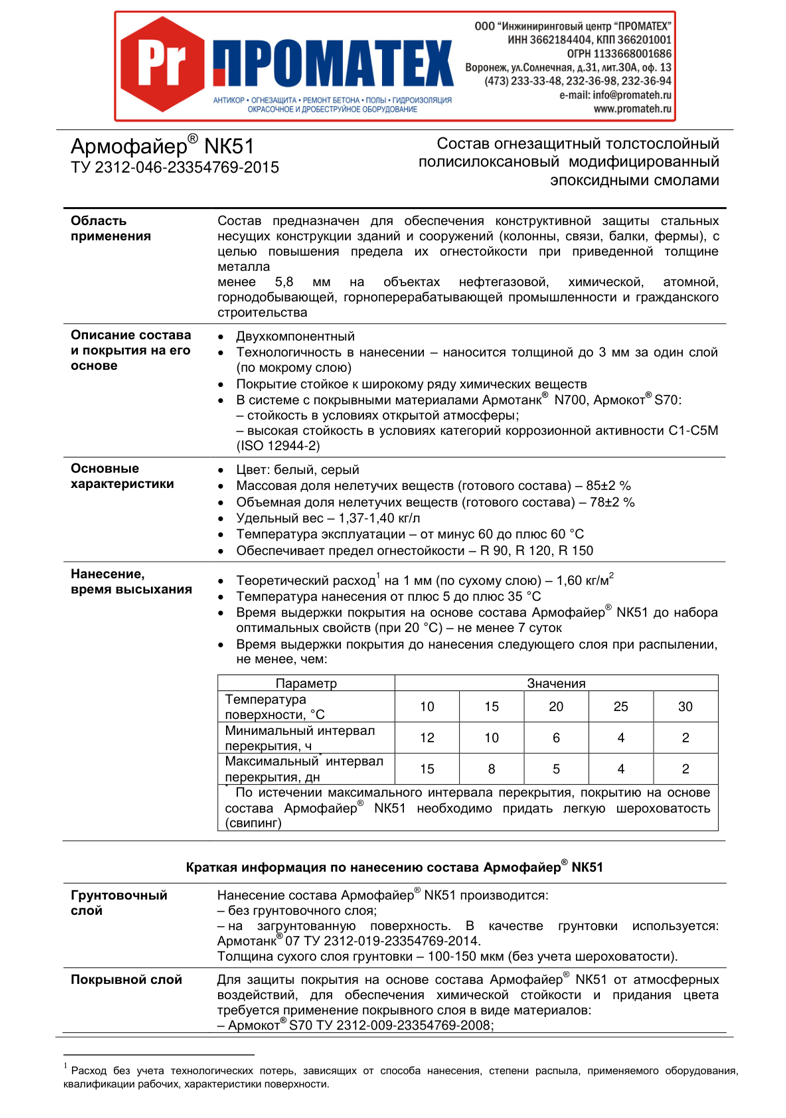Техническое описание АРМОФАЙЕР NK51