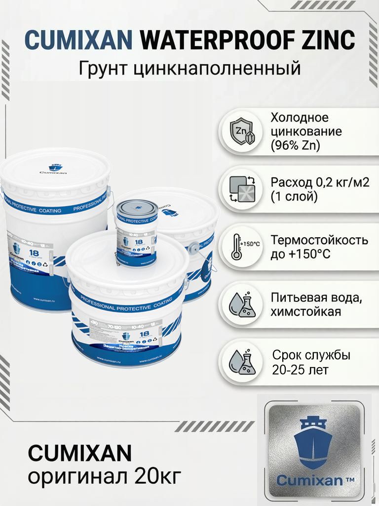 Cumixan Waterproof Zinc Цинкнаполненная грунтовка (Кумиксан Ватерпруф цинк)